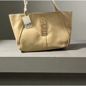 Cavalli Class Sandra Shopper Tote Bag Almond Buff Satchel Handbag NWTRetail $118